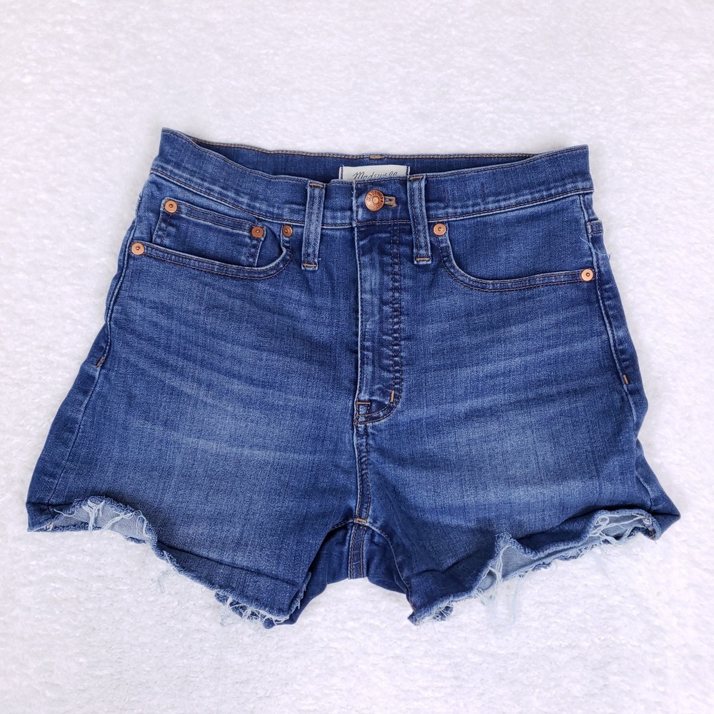 Madewell‎ Denim Shorts High Rise Frayed Hem Size 27 Blue Summer Staples